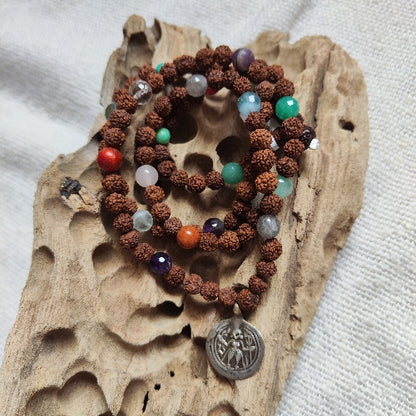 JAPA MALA con RUDRAKSHA e pietre con SHIVA