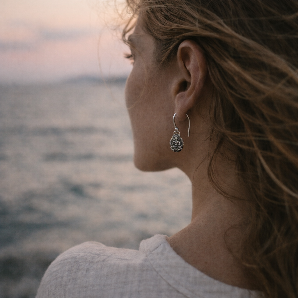 Orecchini etnici in argento 925 Buddha - SHANTI