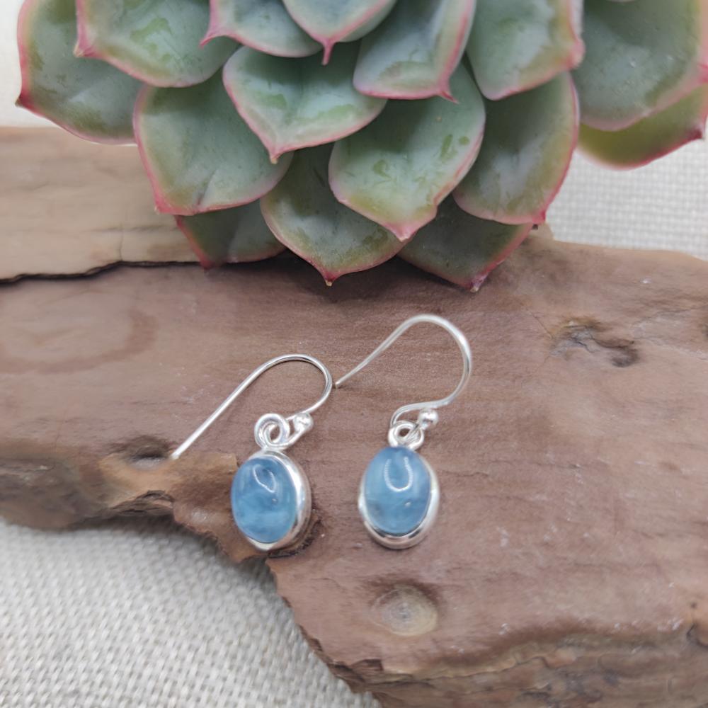 Orecchini in argento ovali con acquamarina - KIRAN