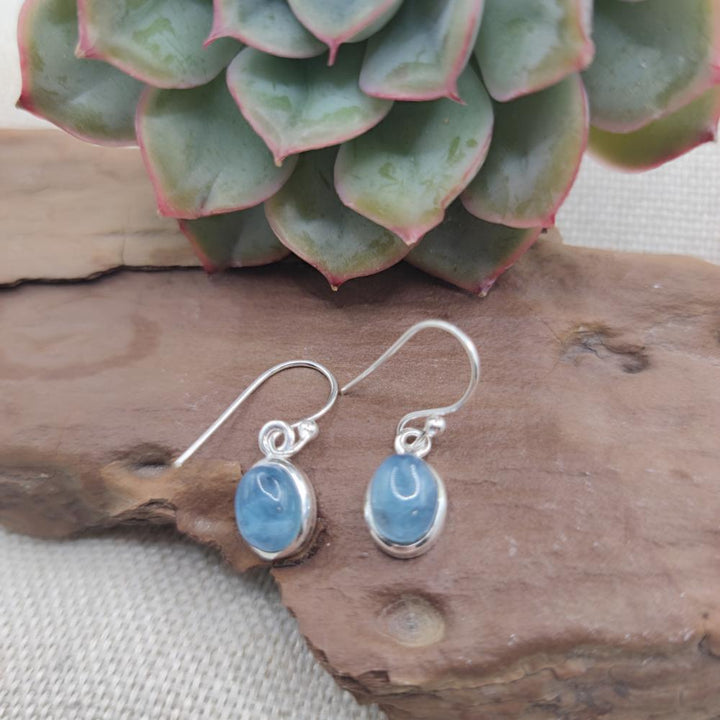 Orecchini in argento ovali con acquamarina - KIRAN