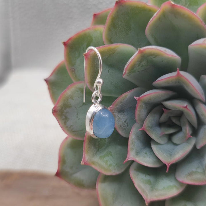 Orecchini in argento ovali con acquamarina - KIRAN