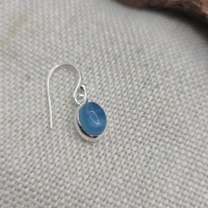 Orecchini in argento ovali con acquamarina - KIRAN