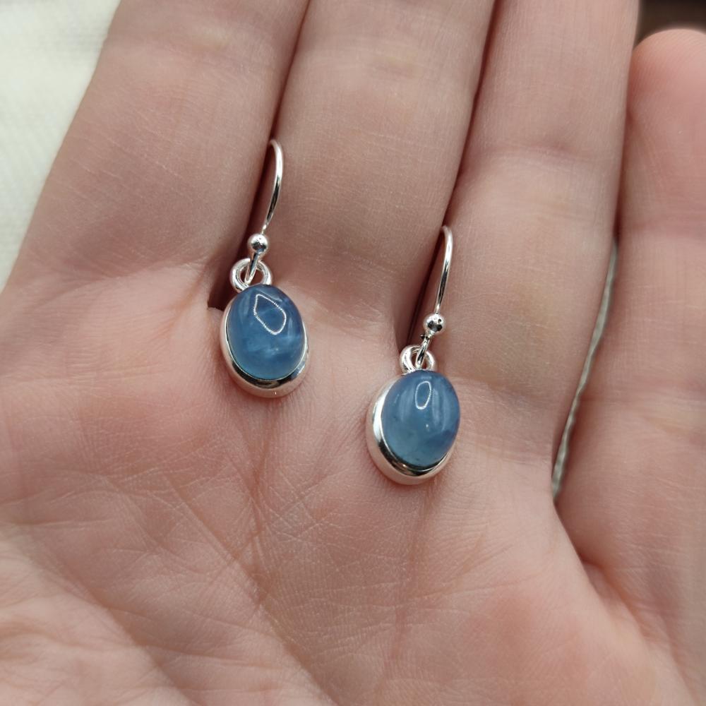 Orecchini in argento ovali con acquamarina - KIRAN