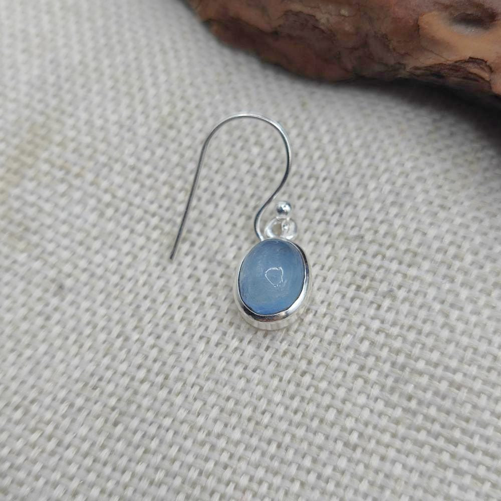 Orecchini in argento ovali con acquamarina - KIRAN