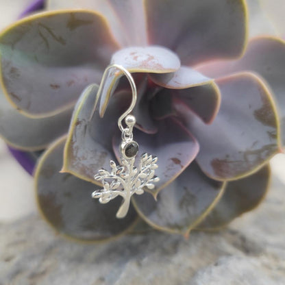 Orecchini in argento 925 albero e quarzo fumé - CHANDRAKETU