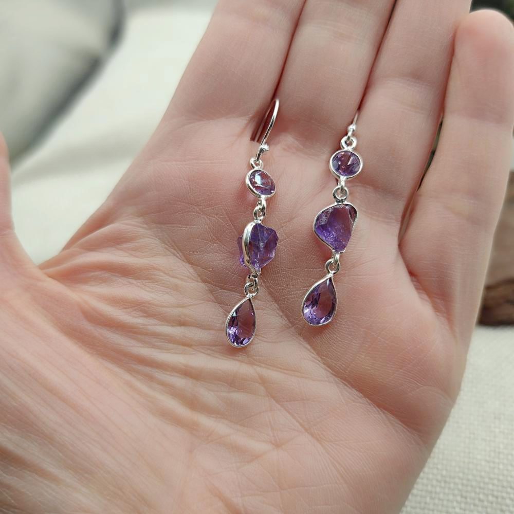 Orecchini argento 925 ametista - YERRAGUNTLA
