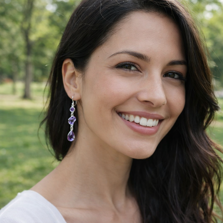 Orecchini argento 925 ametista - YERRAGUNTLA