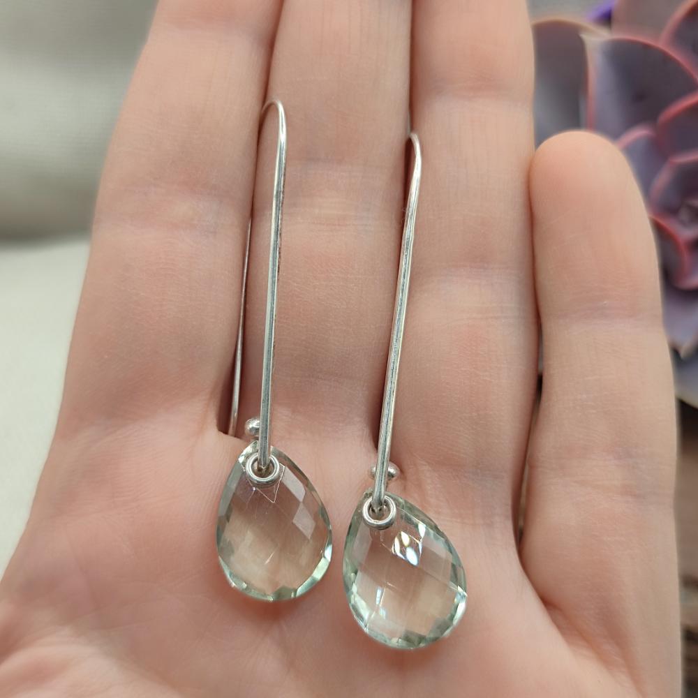 Orecchini in argento 925 ametista verde - PALLAVI