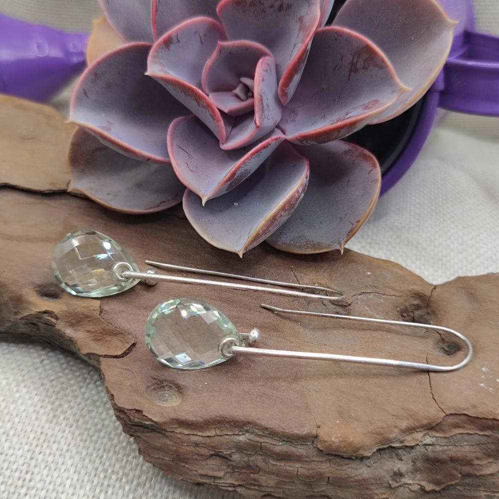 Orecchini in argento 925 ametista verde - PALLAVI