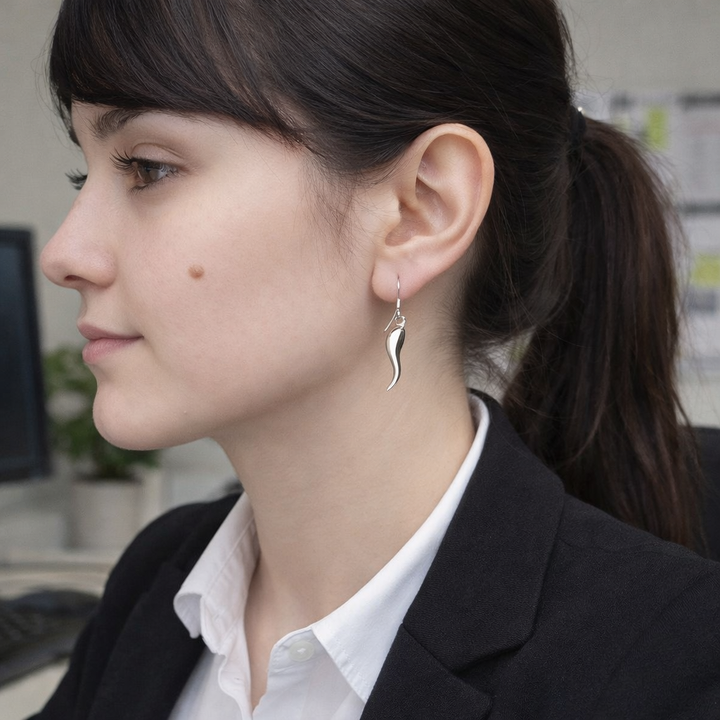 Orecchini argento 925 cornetto portafortuna - SURYAPET