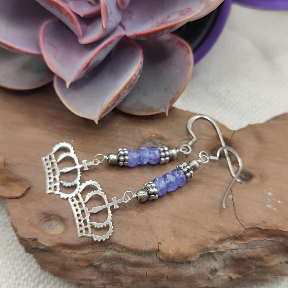 Orecchini in argento 925 corona e ametista - NANDITA