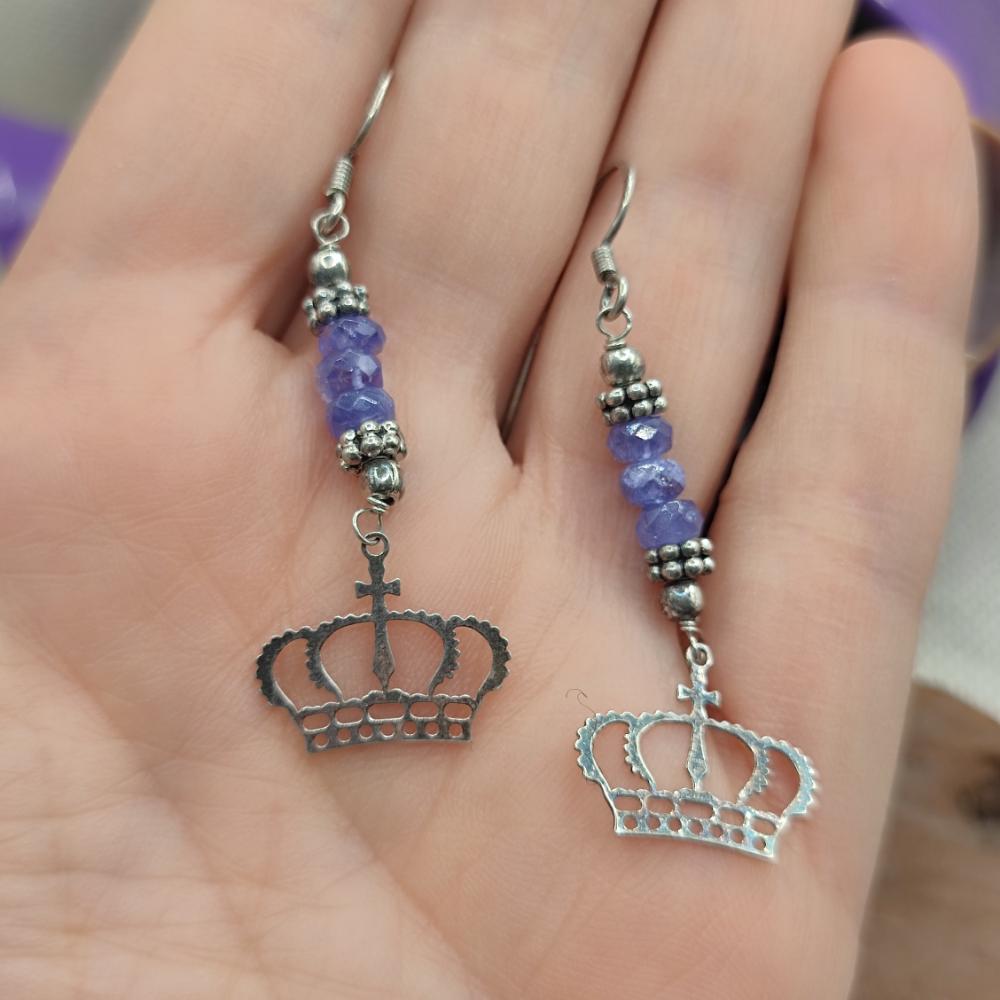 Orecchini in argento 925 corona e ametista - NANDITA