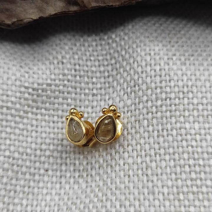 ORECCHINI in argento dorato con pietra - KAREYA