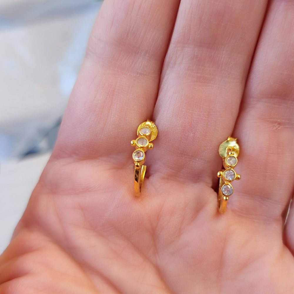 Orecchini in argento 925 dorato con pietra - TURIBERNA – immagine4