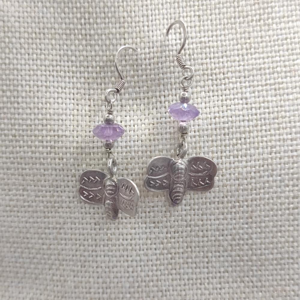 Orecchini in argento 925 farfalla e ametista - VASUDHA