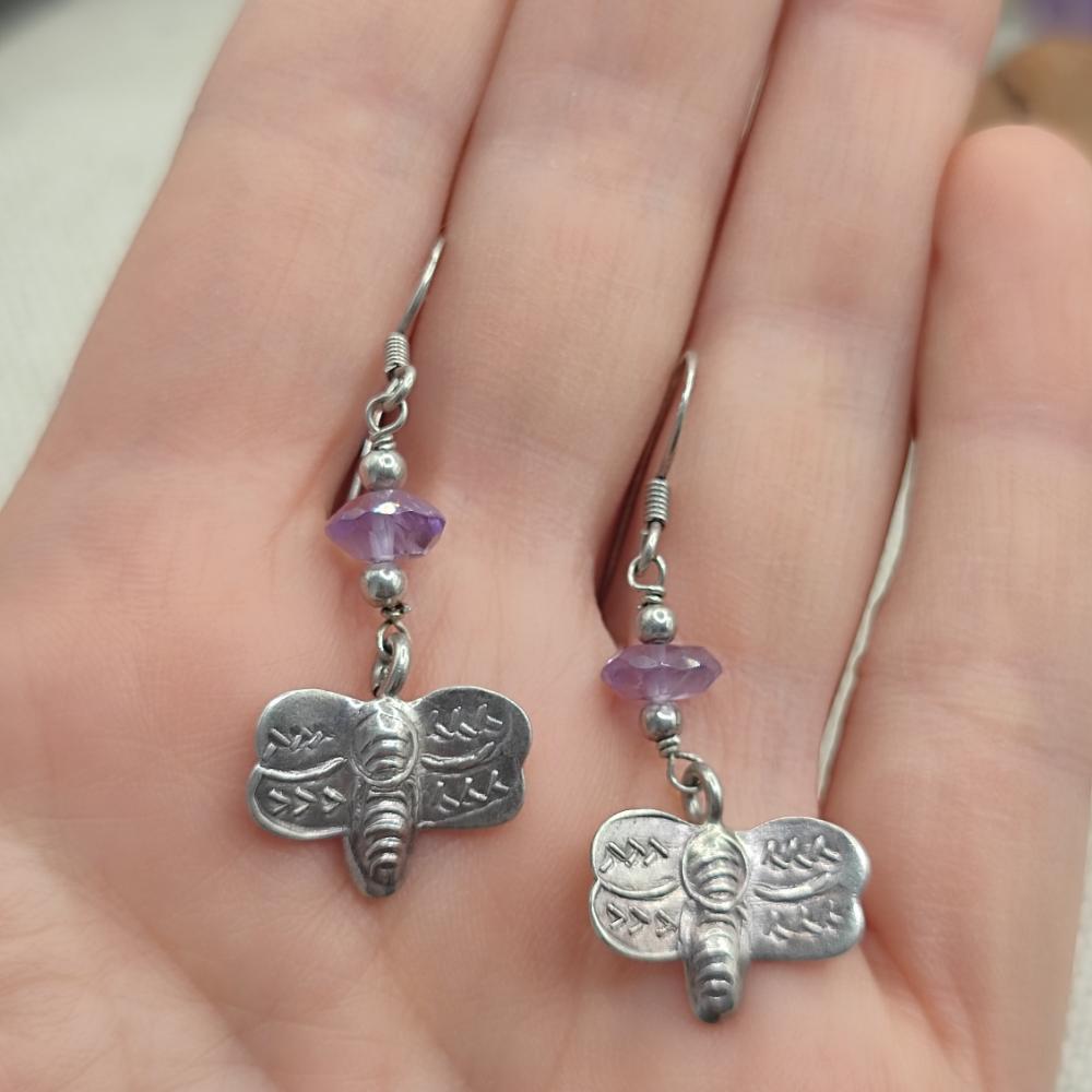 Orecchini in argento 925 farfalla e ametista - VASUDHA