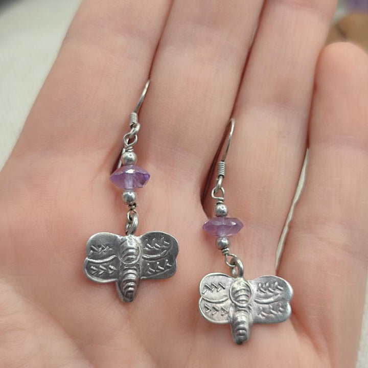 Orecchini in argento 925 farfalla e ametista - VASUDHA