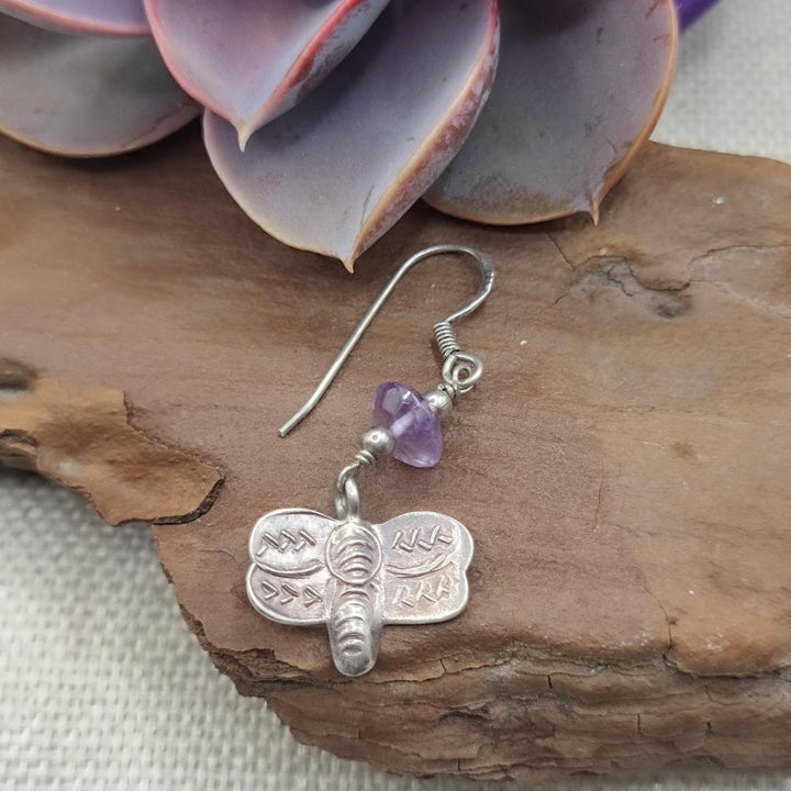 Orecchini in argento 925 farfalla e ametista - VASUDHA