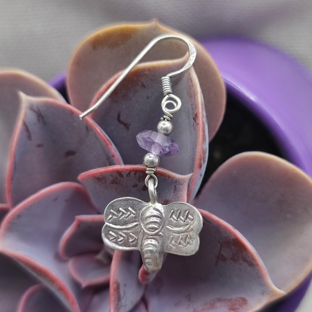 Orecchini in argento 925 farfalla e ametista - VASUDHA