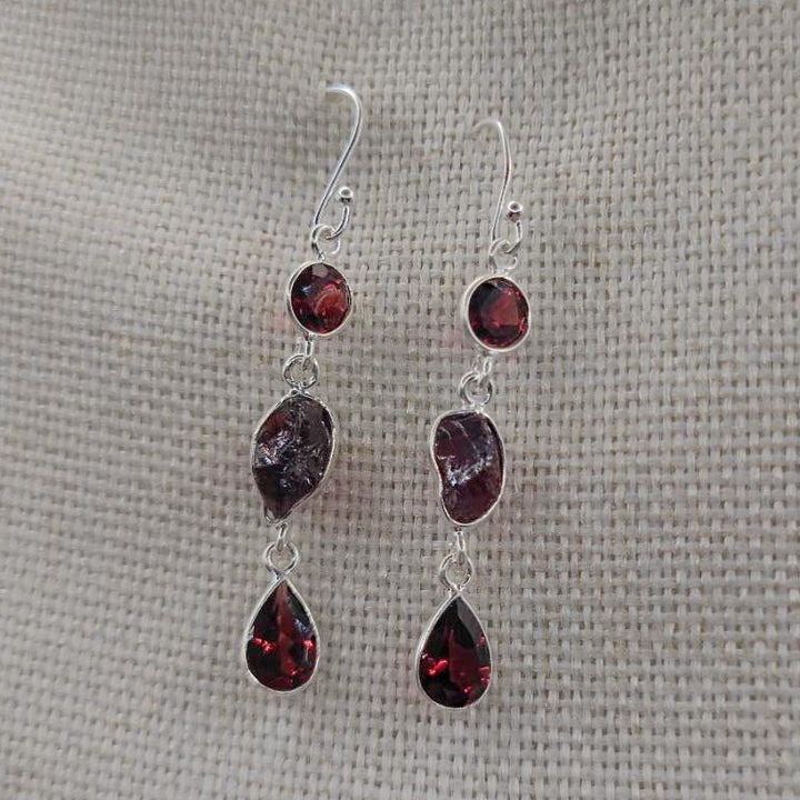 Orecchini pendenti argento 925 con granato - ASHA