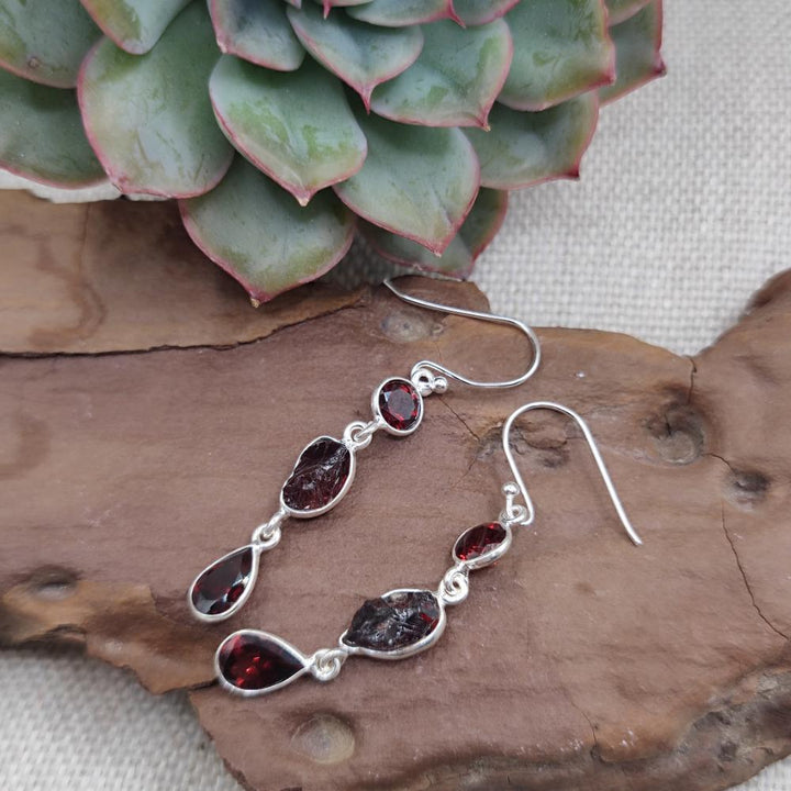 Orecchini pendenti argento 925 con granato - ASHA