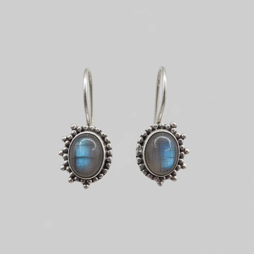 Orecchini ovali in argento 925 labradorite - AAKASH