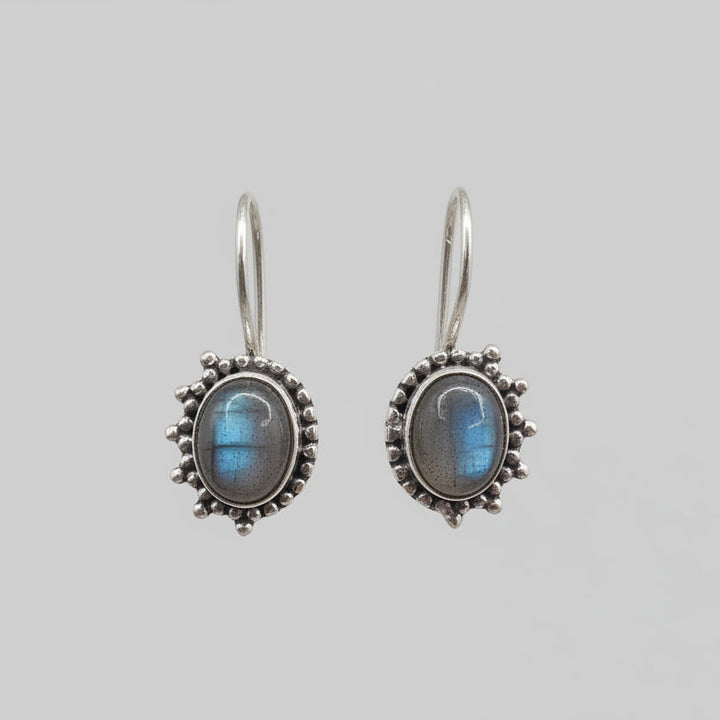 Orecchini ovali in argento 925 labradorite - AAKASH