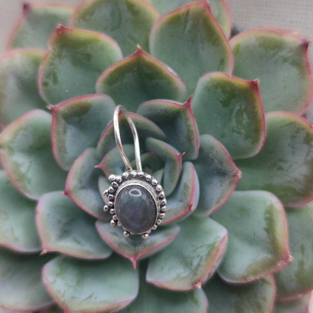 Orecchini ovali in argento 925 labradorite - AAKASH