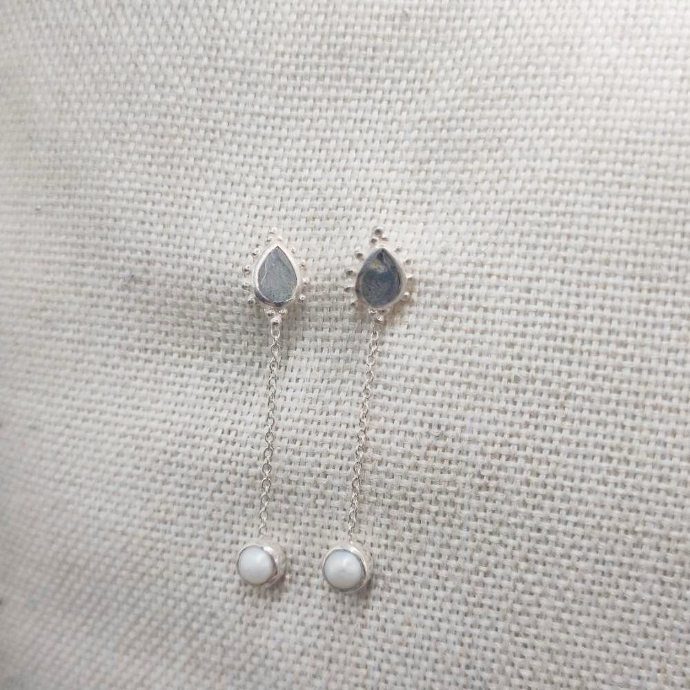 Orecchini in argento 925 labradorite e perla - VAJU