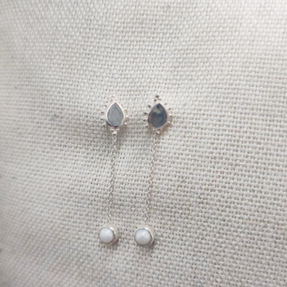 Orecchini in argento 925 labradorite e perla - VAJU