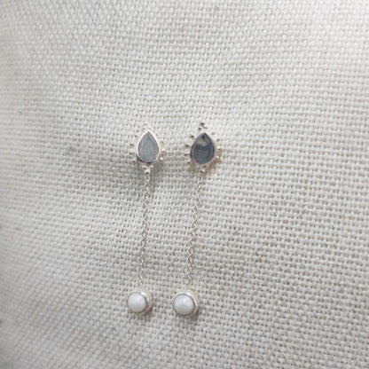 Orecchini in argento 925 labradorite e perla - VAJU