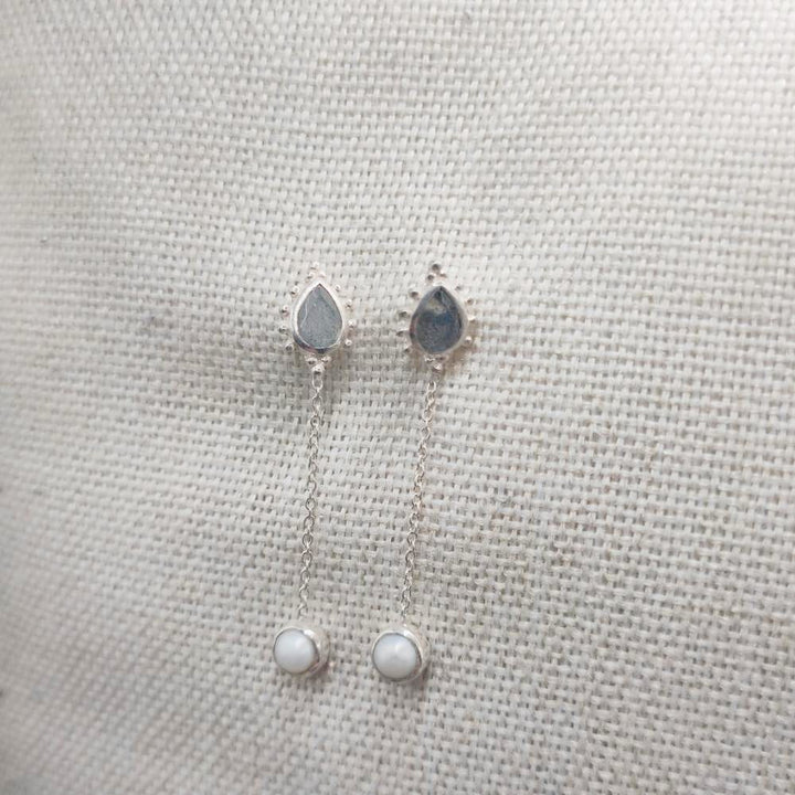 Orecchini in argento 925 labradorite e perla - VAJU