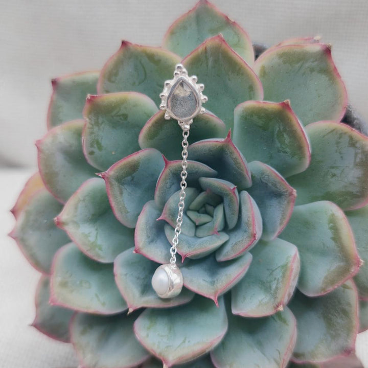 Orecchini in argento 925 labradorite e perla - VAJU