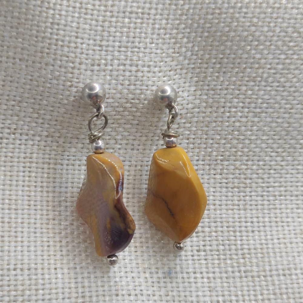 Orecchini artigianali in argento 925 con mokaite - CHENAB