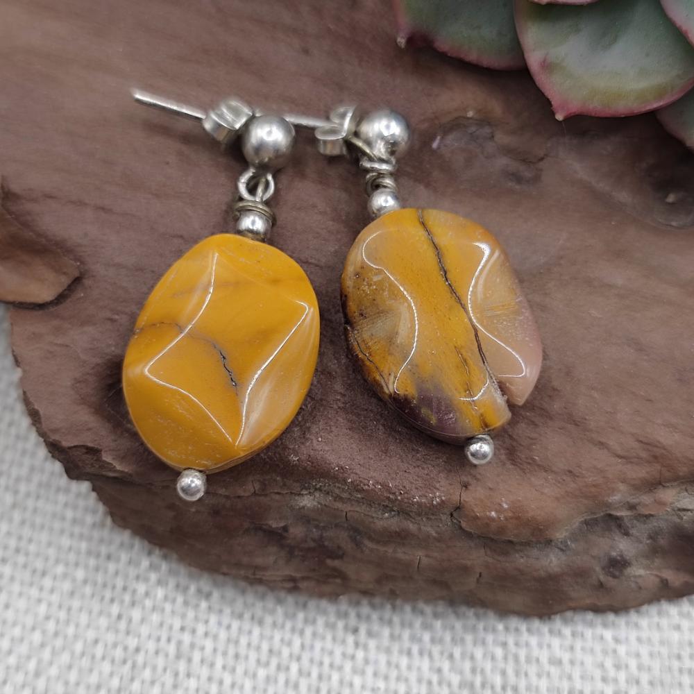 Orecchini artigianali in argento 925 con mokaite - CHENAB