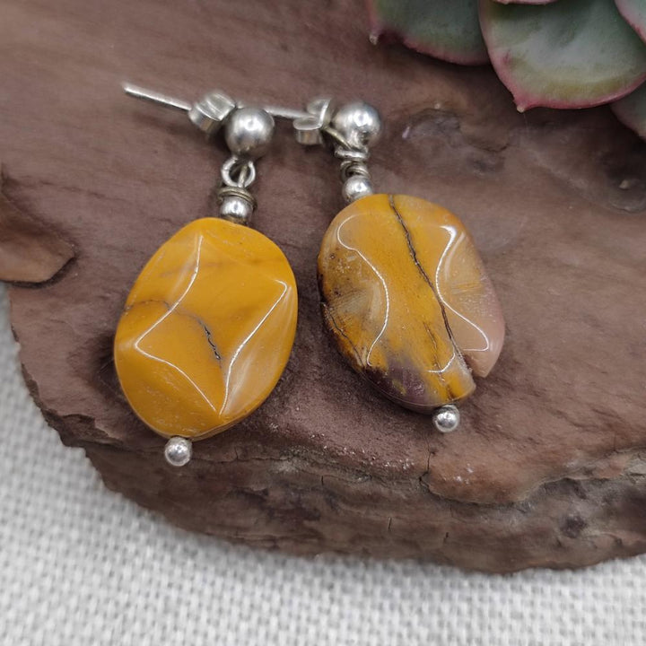 Orecchini artigianali in argento 925 con mokaite - CHENAB
