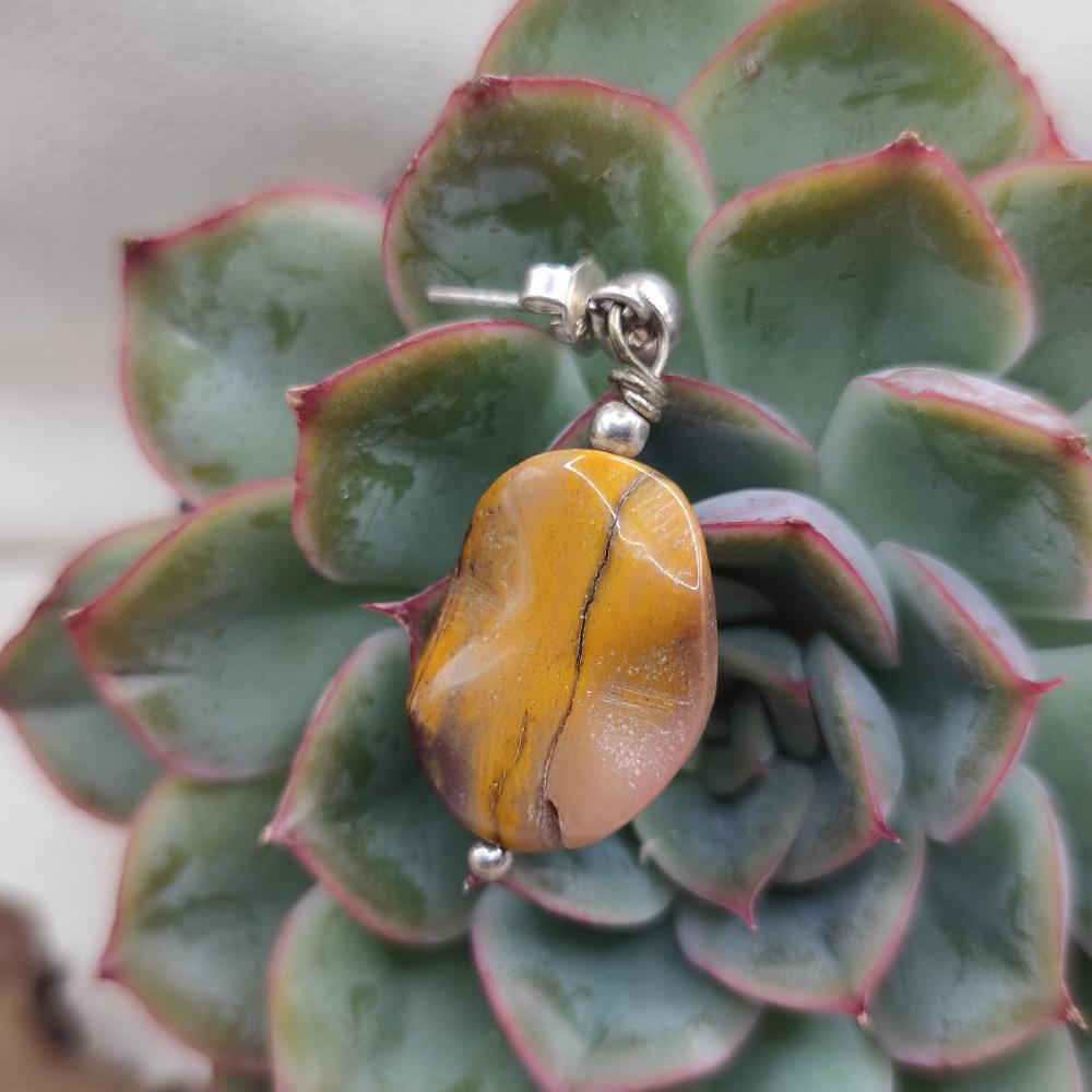 Orecchini artigianali in argento 925 con mokaite - CHENAB