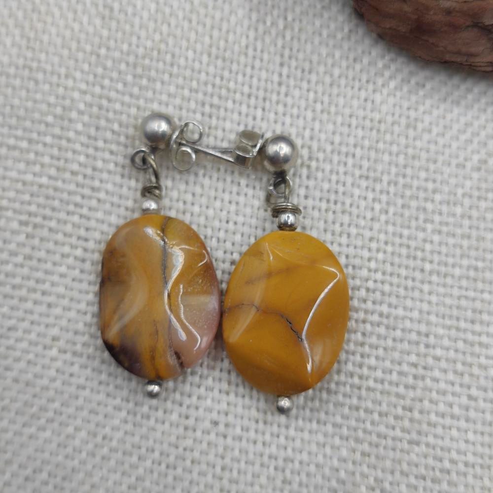 Orecchini artigianali in argento 925 con mokaite - CHENAB