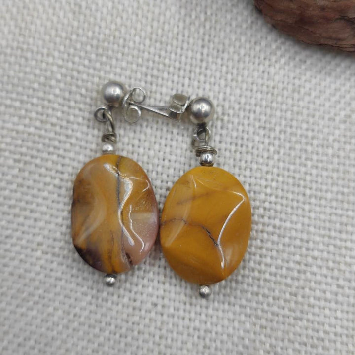 Orecchini artigianali in argento 925 con mokaite - CHENAB