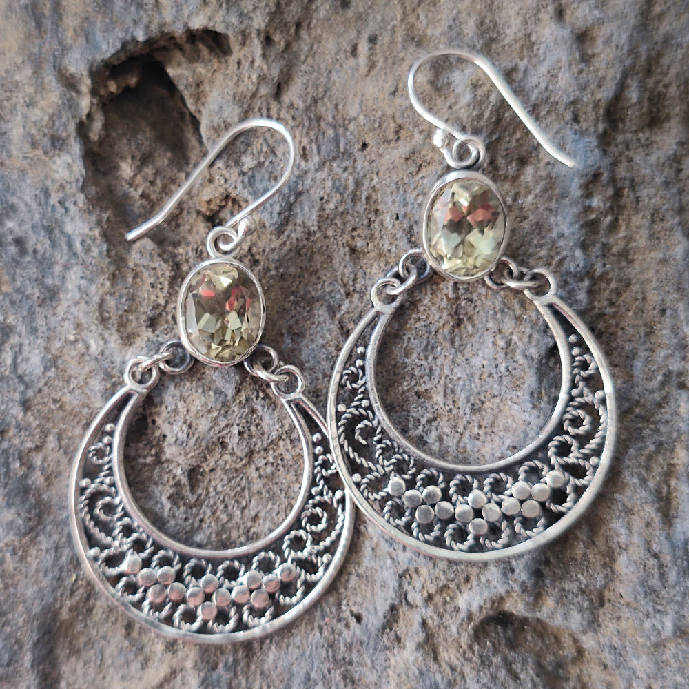 ORECCHINI etnici con pietra in argento 925 - NADYAL