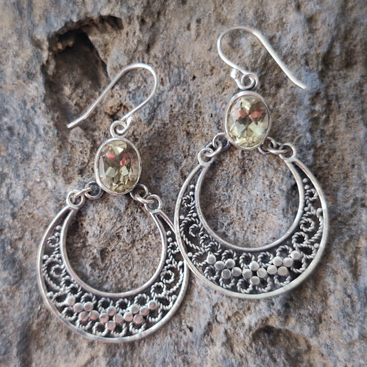 ORECCHINI etnici con pietra in argento 925 - NADYAL