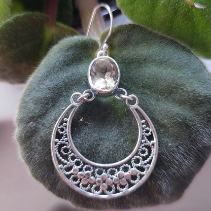 ORECCHINI etnici con pietra in argento 925 - NADYAL