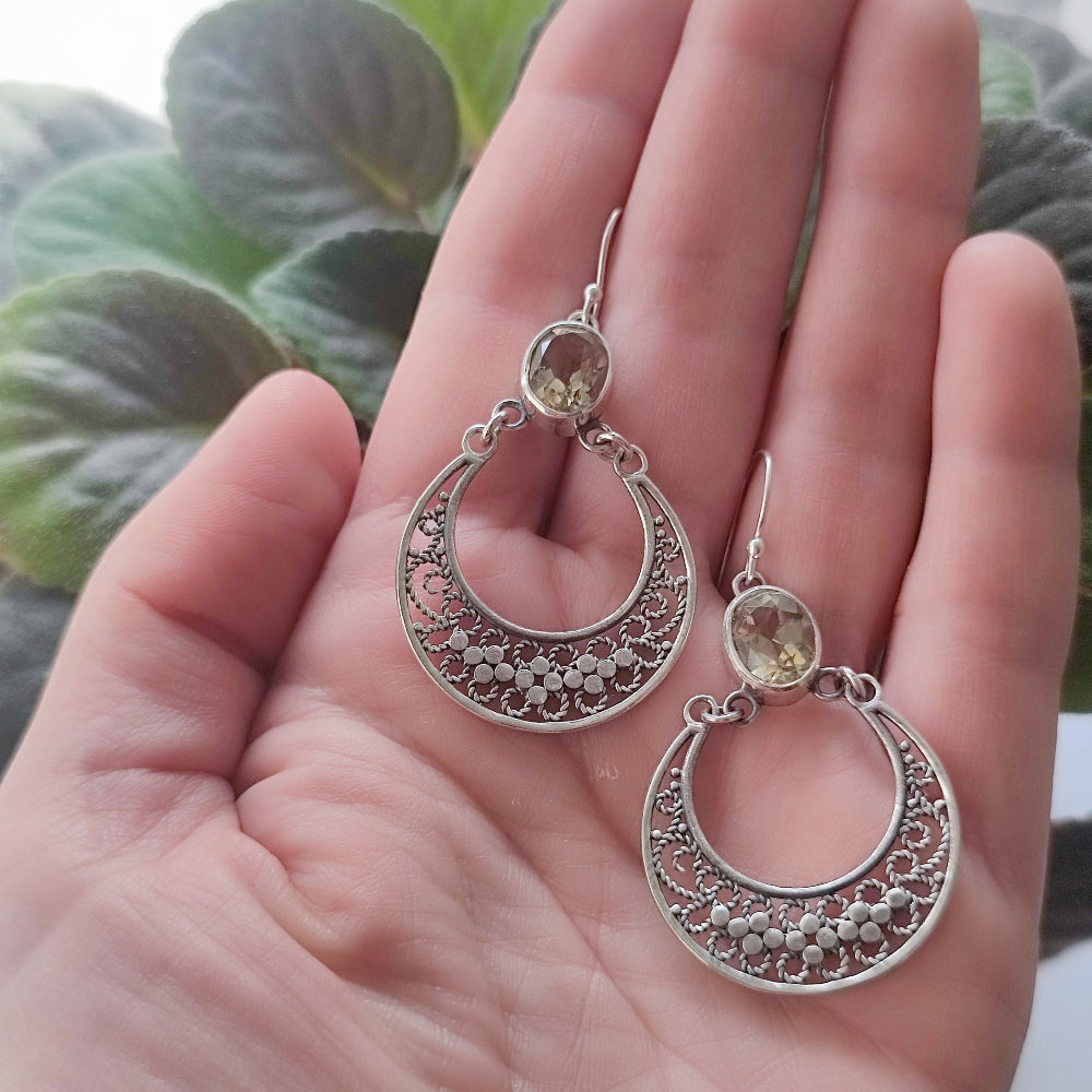 ORECCHINI etnici con pietra in argento 925 - NADYAL