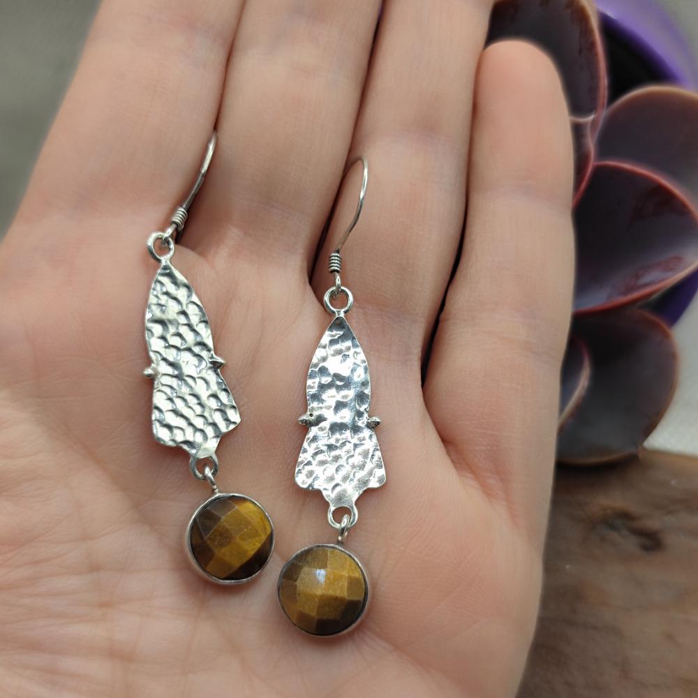 Orecchini in argento 925 con occhio di tigre - NEELA