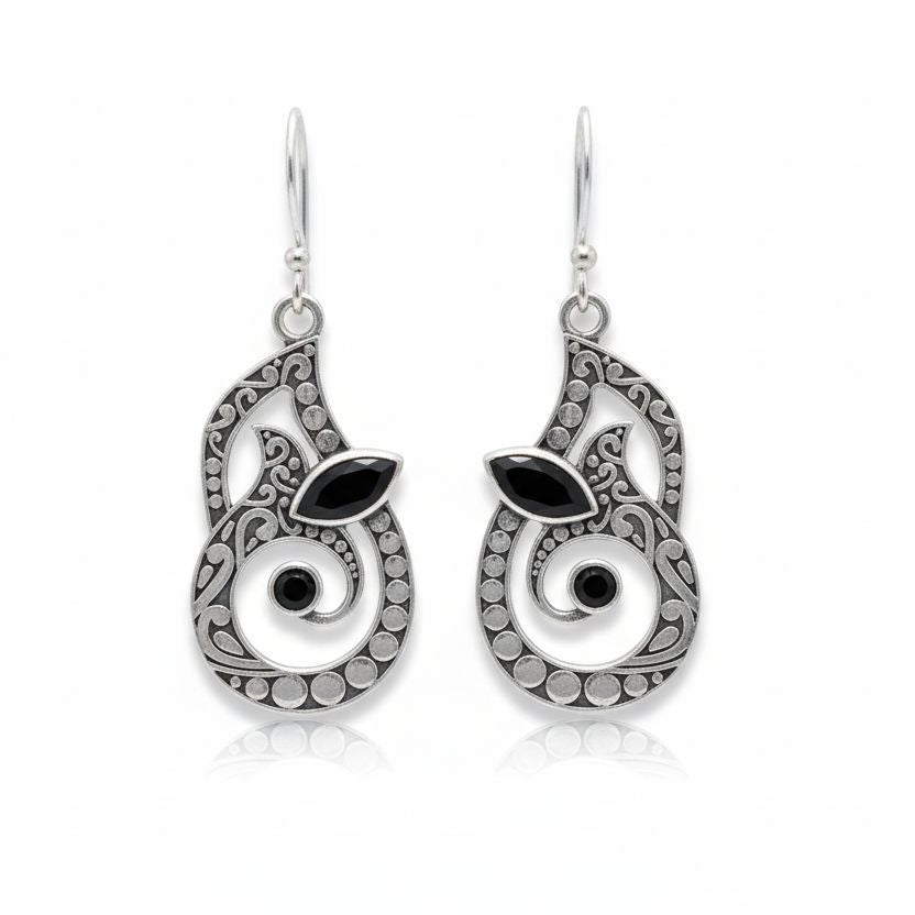 Orecchini in argento 925 con onice nero - INDO – immagine3