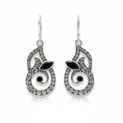 Orecchini in argento 925 con onice nero - INDO – immagine3