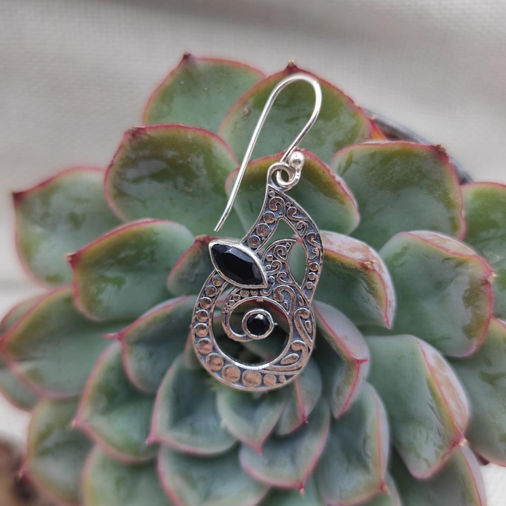 Orecchini in argento 925 con onice nero - INDO