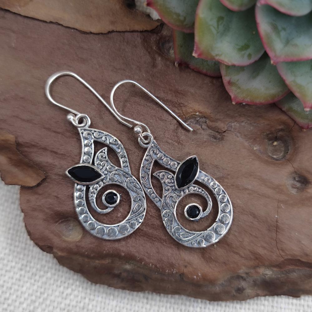 Orecchini in argento 925 con onice nero - INDO