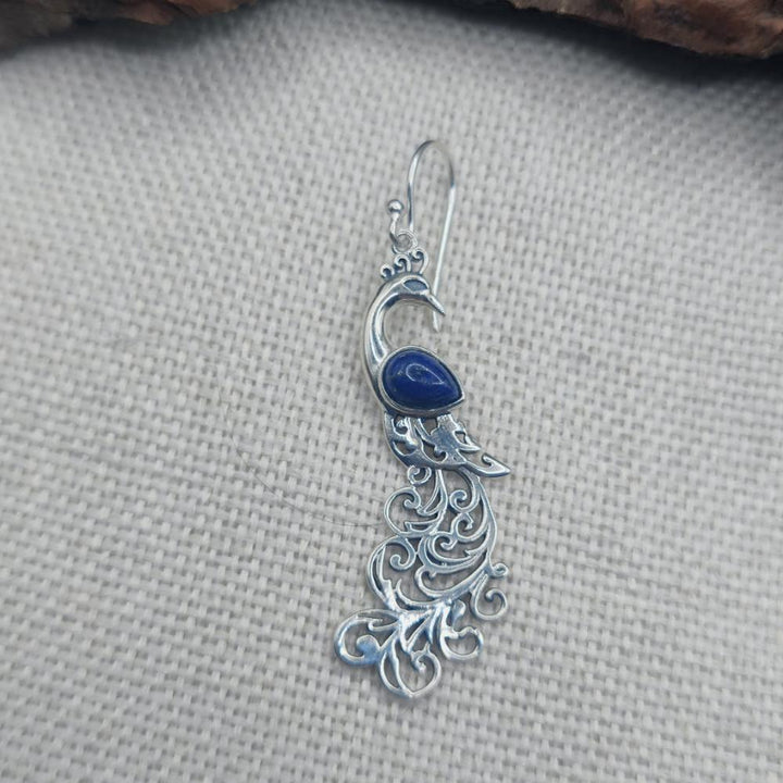 Orecchini con pavone in argento 925 lapislazzuli - NEERJA