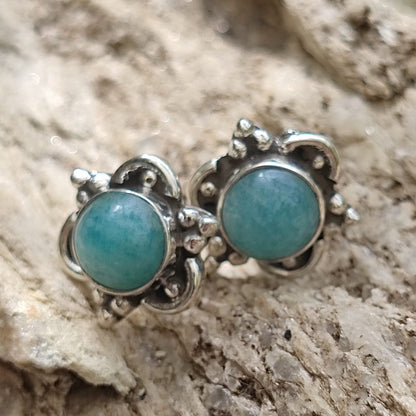 Orecchini etnici in argento 925 pietra - ARARI